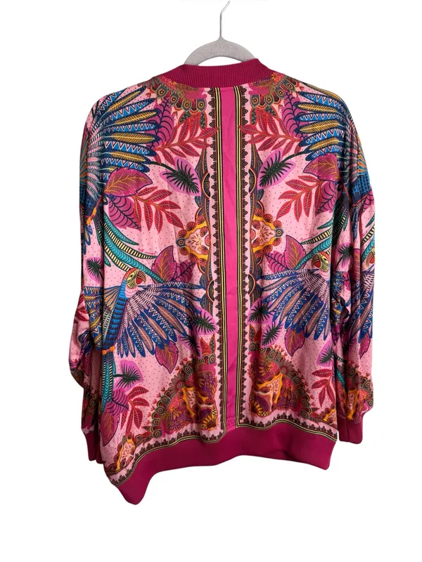 Farm Rio Macaw Scarf Pink Cardigan S NWOT - Image 3