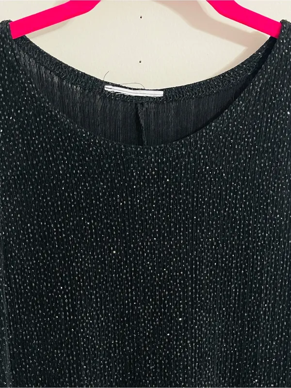 Vintage Y2K Little Black Sparkle Dress Sz XS Slinky Glitter Formal Wedding Guest - Image 7