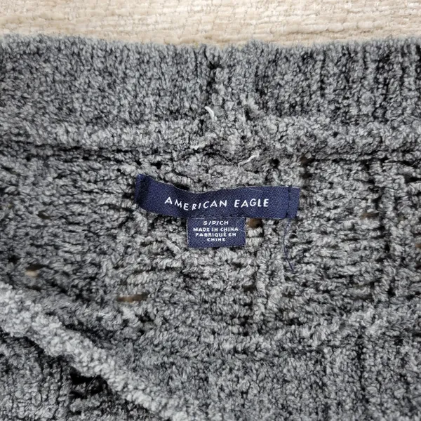 American Eagle Cable Knit Sweater Womens Small Gray Soft Cropped Crewneck Cozy - Image 6