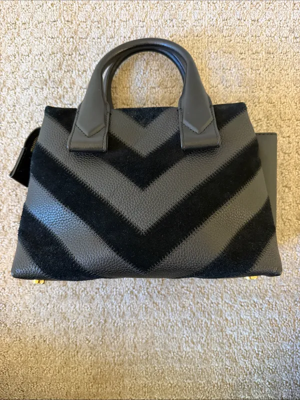 Michael Kors Rollins Small Chevron Satchel Top Handle Bag Black Purse - Image 10