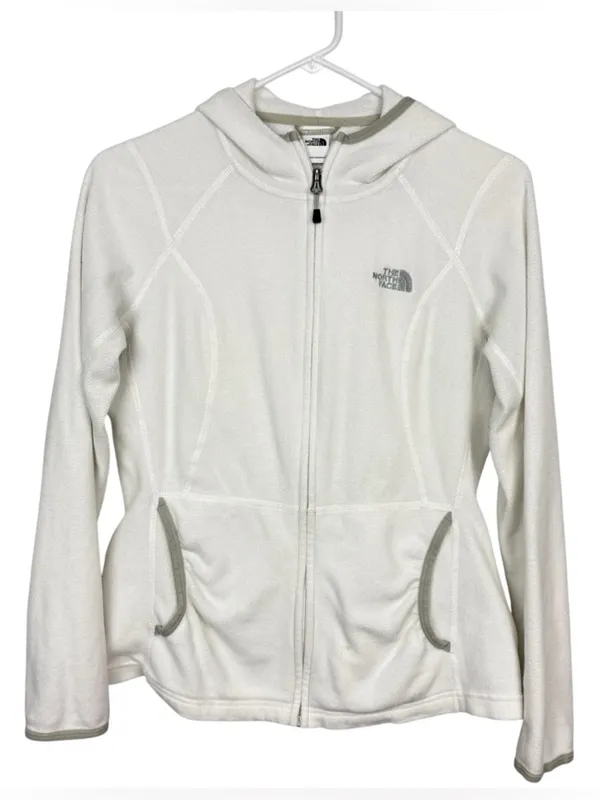 NORTH FACE Polartec Classic Women’s White Fleece Zip Hoodie Size S - Image 2