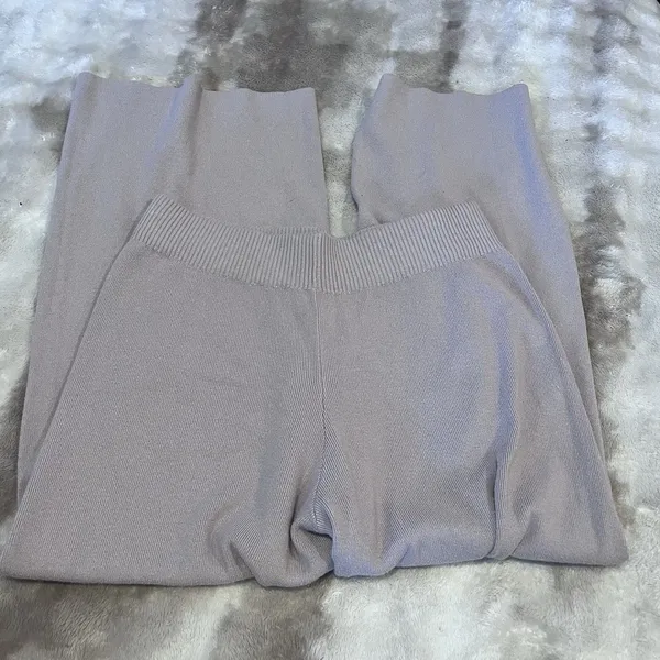 Sioni Sweater Pants Size M Wide Leg Pull On Lounge Leisure Quiet Luxury Neutral - Image 3