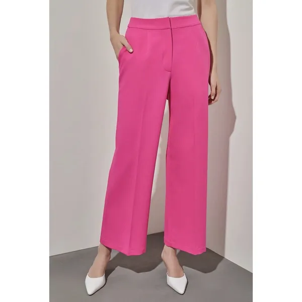 Ming Wang Carmine Rose Pink Wide Leg Pants High Rise Slacks Medium Barbiecore - Image 3