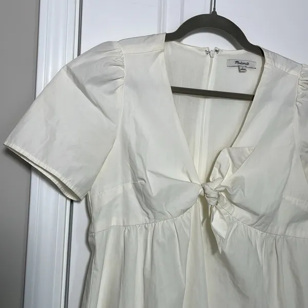 Madewell White Tie Front Poplin Mini Dress size 2‎ - Image 8