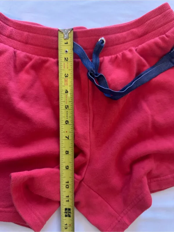 Nautica Red Women's Athletic Shorts with Navy Drawstring - Image 3