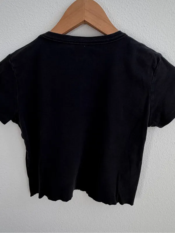 Brandy Melville J.Galt Super Moto Graphic Baby Tee Black Cropped Top One Size - Image 7