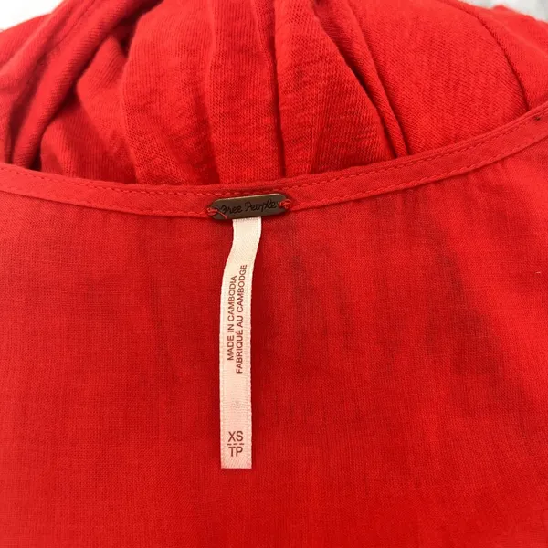 Free People Boho Oversized‎ Lagenlook Highland Tee in Azalea Red XS Xsmall - Image 4