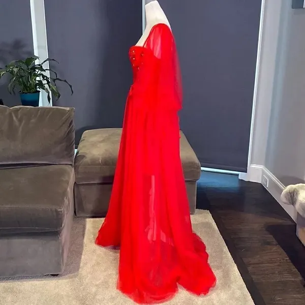Women’s Red Prom Party Formal Dress With Corset Back and Leg Slit Size 10 NWOT - Image 5