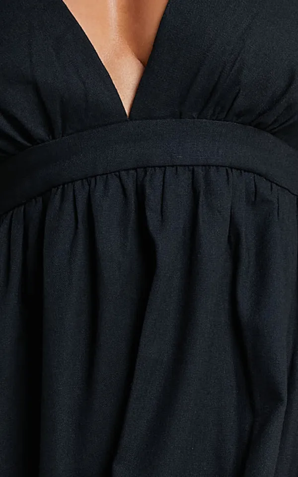 New Showpo Eidie Midi Dress Linen Puff Sleeve Dress Size Small MSRP $89 - Image 7