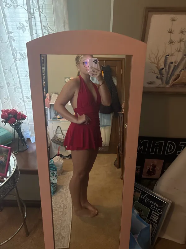 Red Halter Top Romper Windsor - Image 3
