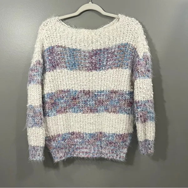 Altar'd State Eyelash Striped Fuzzy Sweater M/L - Image 4