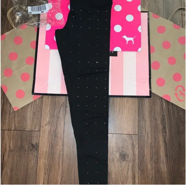 Victoria's Secret PINK rainbow rhinestone bling yoga leggings - Image 4