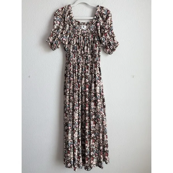 Stockplace The‎ Label Floral Puff Sleeve Midi Dress Women's Small Cottagecore - Image 3