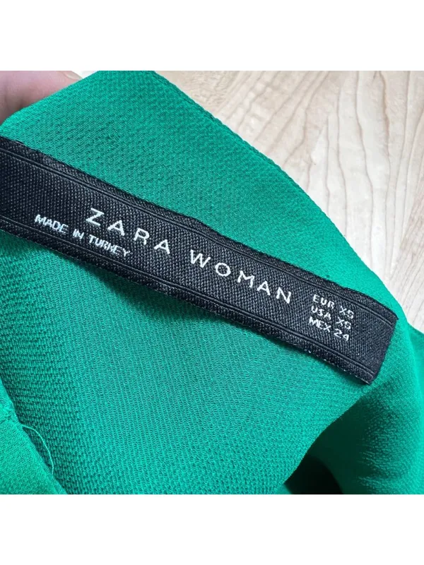 Zara Green Flowy Cape Blouse Layered Design Cut-Out Sleeves Size XS - Image 10