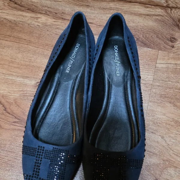 Donald Pliner Navy Suede Rhinestone Embellished Ballet Flats - Image 6