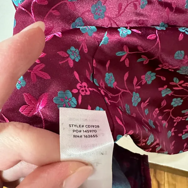 Lulus Always Decadent Magenta Floral Brocade Puff Sleeve Mini Dress Size Medium - Image 11