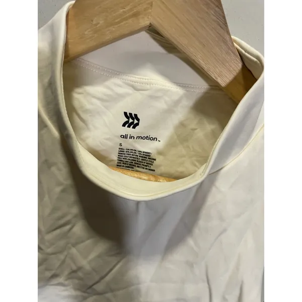 All in Motion Sports‎ Bra Women S Cream White Mock Neck Cutout Yoga Activewear - Image 6