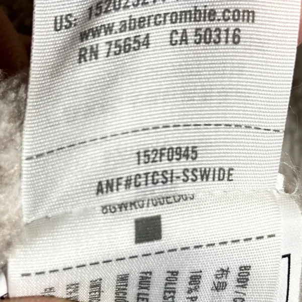 Abercrombie & Fitch Sherpa Fleece Quilted Sweatshirt Asymmetrical Snap Cream S - Image 4