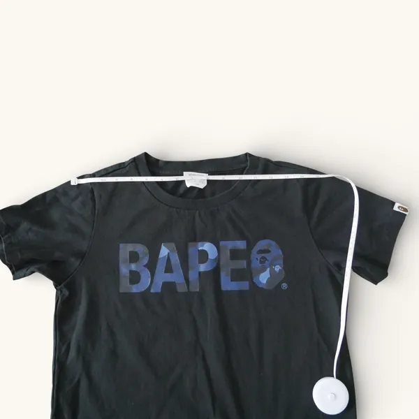 Authentic BAPE A Bathing Ape Womens Small Black Camo Logo Graphic Tee Shirt - Image 9