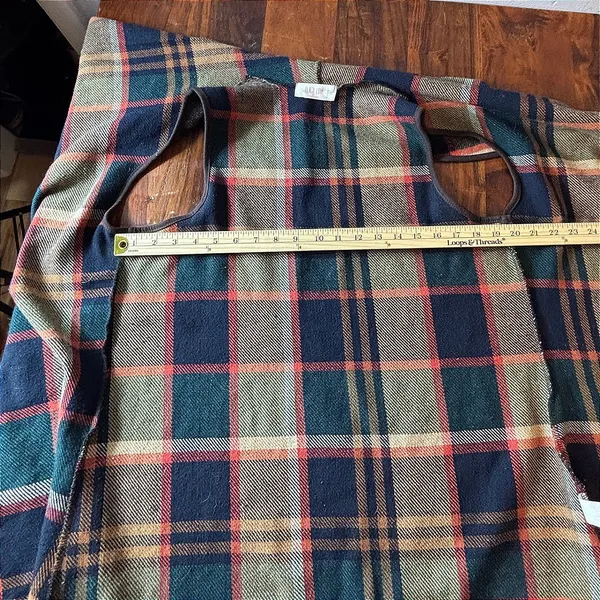 Peach Love California Womens Plaid Drape Front Vest Navy Green Orange Small‎ USA - Image 7