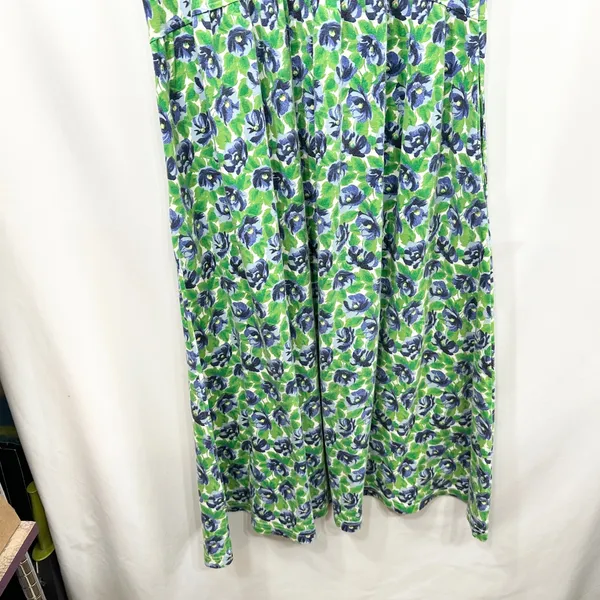 VTG The Eagle's Eye Large Midi Dress Floral Sleeveless Blue Green Bow 80s‎ 1600 - Image 5