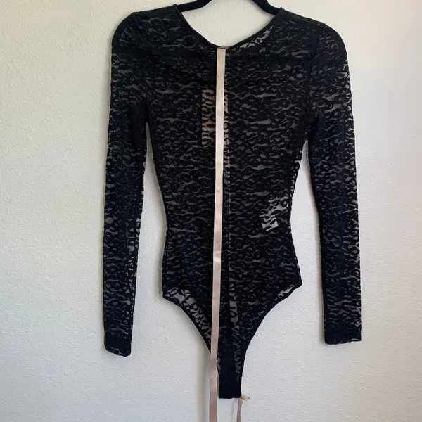 NWT House of CB Carmine‎ Cheetah Print Sheer Bodysuit in Black - Image 3