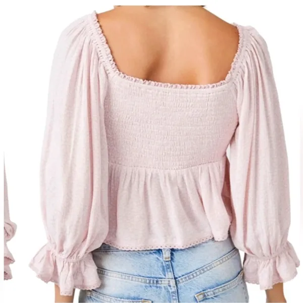 Free People Britney‎ Smocked Floral Cropped Top in Pink Sz S - Image 2
