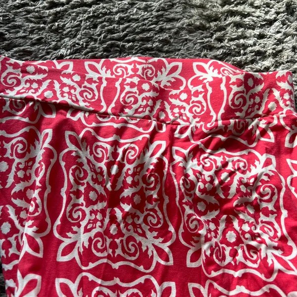 Boden Jersey Maxi‎ Skirt Size 8 Coral Pink White Paisley Colorful Draped Summer - Image 5