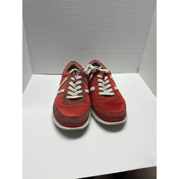 Vionic Nana Satin Suede Red White‎ Tennis Shoe Lace Up Sneakers Orthopedic - Image 3