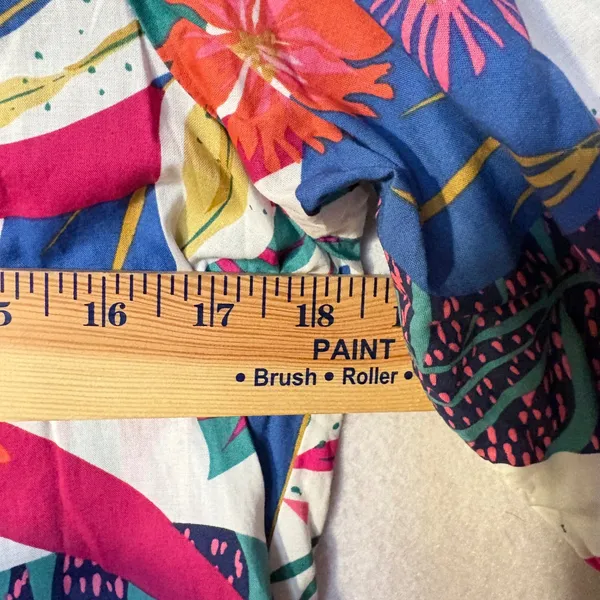 SUNDRY Tropical Floral Print Short Sleeve Ruffle‎ Hem cotton Dress Size S - Image 9