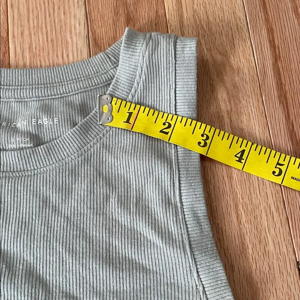 American Eagle Crop Tank Top Womens Small Sage Green Ribbed Sleeveless Casual - Image 7