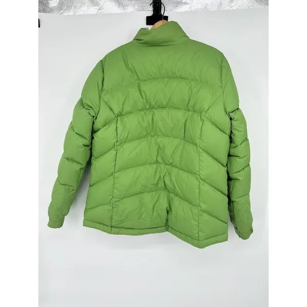 LL Bean Jacket Womens Medium Green Goose Down Puffer Quilted Coat Insulated‎ - Image 4
