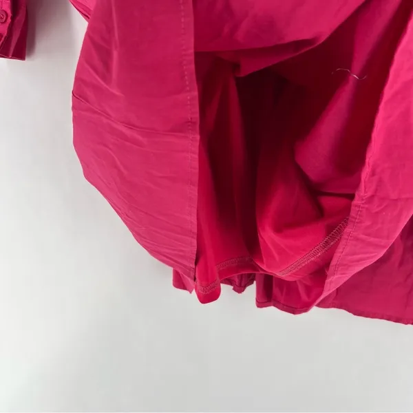 NY&C Pink Cotton Blend Button Front Tie Neck Pleated Fit & Flare Shirt Dress‎ - Image 13