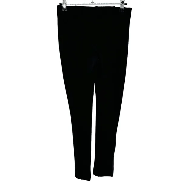 ZARA W&B Collection Black Pull On Ponte Pants Leggings Faux‎ Leather Suede Small - Image 2