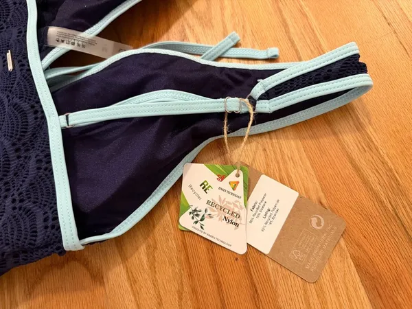 NWT Berlook Navy One-Piece Swimsuit with Light Blue Trim - Image 8
