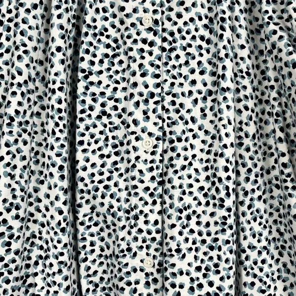 Ann Taylor Black Blue Spotted 3/4 Sleeve Top Large - Image 2