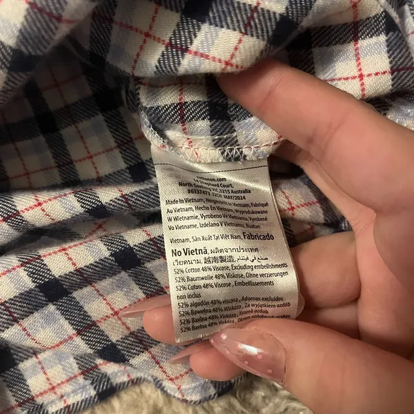 Cotton On Button Up Plaid Cute Ruffle Hem Short Sleeve Cropped Polo - Image 4