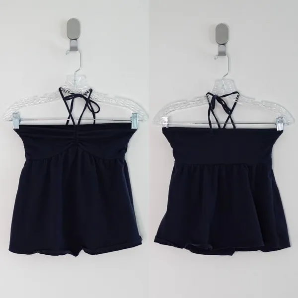 Hollister Navy Blue Y2K Style Tie Front Halter Neck Cropped Tube Top Size S - Image 2