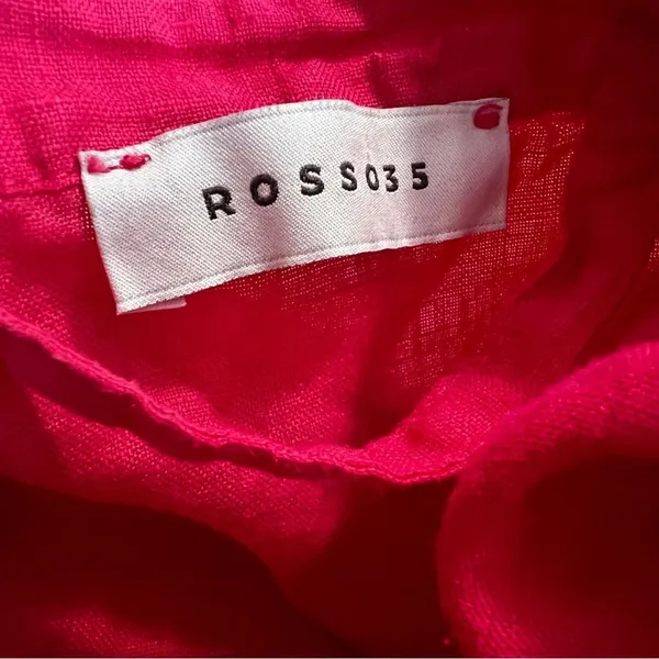 Rosso35 100% Linen Belted Midi Shirt Dress Fuchsia Pink Italy US 14 - Image 7