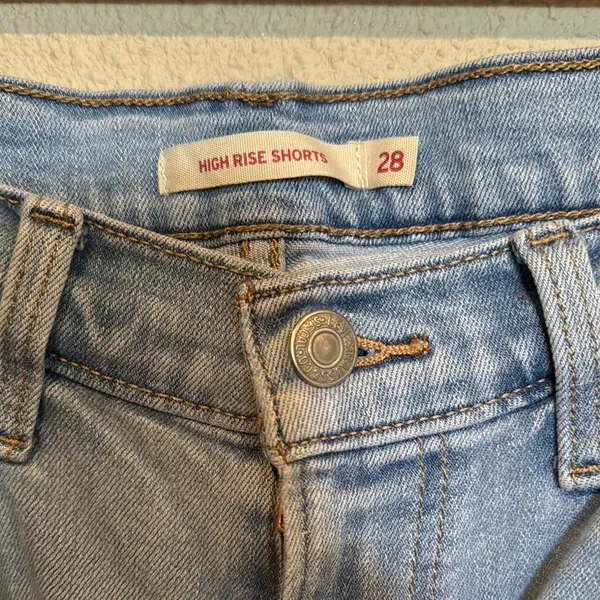 Levi's Light Blue Distressed Jean Shorts - Image 2