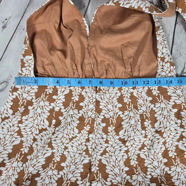 Selfie Leslie Romper Floral Deep V‎ Neck Halter Open Back Tie Back Size Large - Image 7
