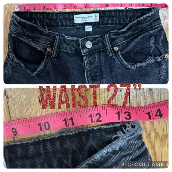 Size 27/4R Curve Love High Rise Dad Jeans Black Distressed - Image 9