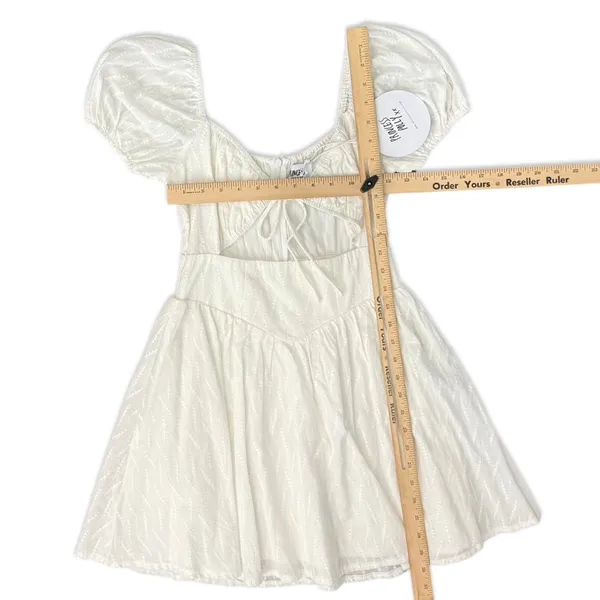 Princess Polly White Caria Puff Short Sleeve Cut Out Mini Dress size 0 NEW Tags - Image 3