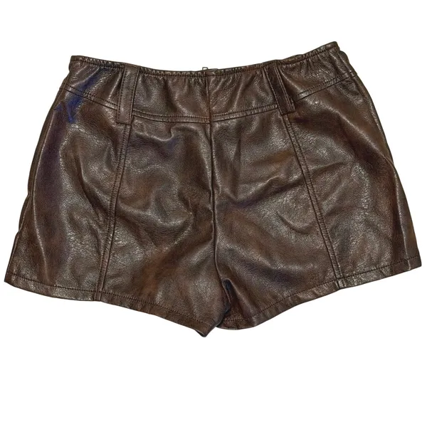 NWT BEAUDRM Brown PU Leather Low Rise Micro Mini Shorts Y2K Party Small - Image 5