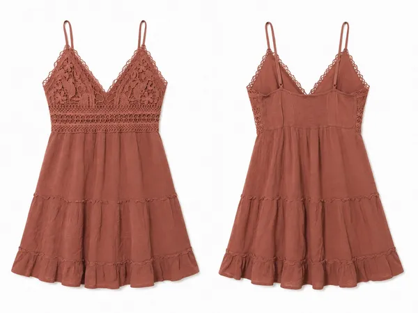 Iris Rust Crochet Lace Mini Dress - Image 2
