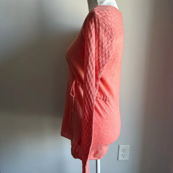 Rosie Neira Anthropologie Wool Blend Peach Longsleeve Ballet Core Wrap Top M - Image 5