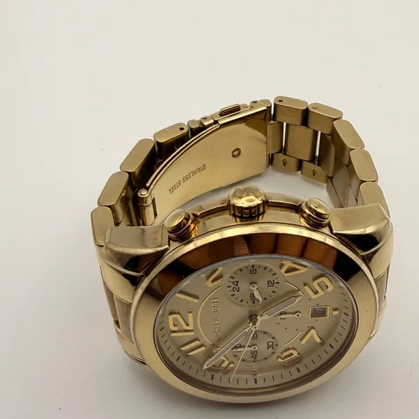Michael Kors Gold-Tone Chronograph Day Date Watch MK-5726 Working New Battery - Image 4