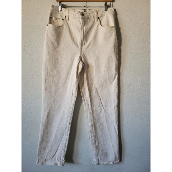 Abercrombie & Fitch The 90’s Straight Ultra High Rise Women's Jeans Sz 32 Cream - Image 3