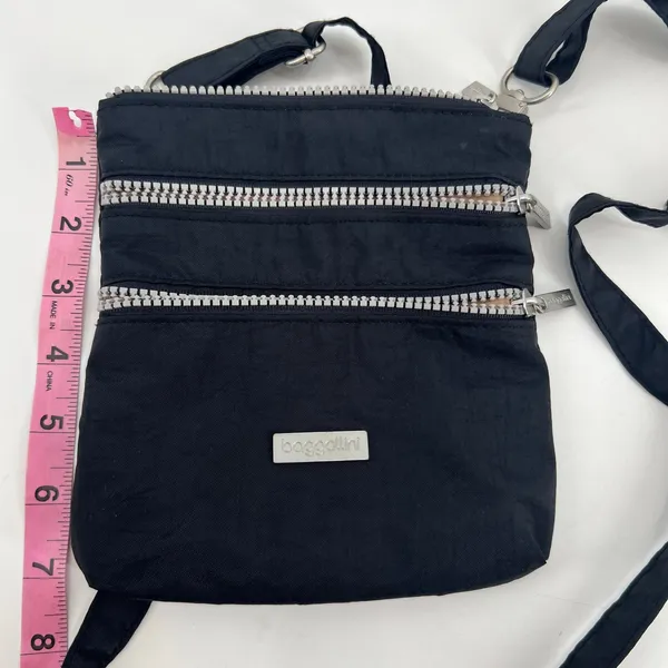 Baggallini Crossbody Bag Womens Small Black Triple Zip Nylon Travel Utility - Image 4