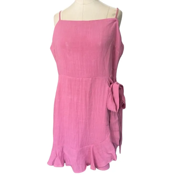 Cotton Candy LA Abbeline Bow Wrap Dress Pink Size L Womens Mini Party Cocktail⁠ - Image 2